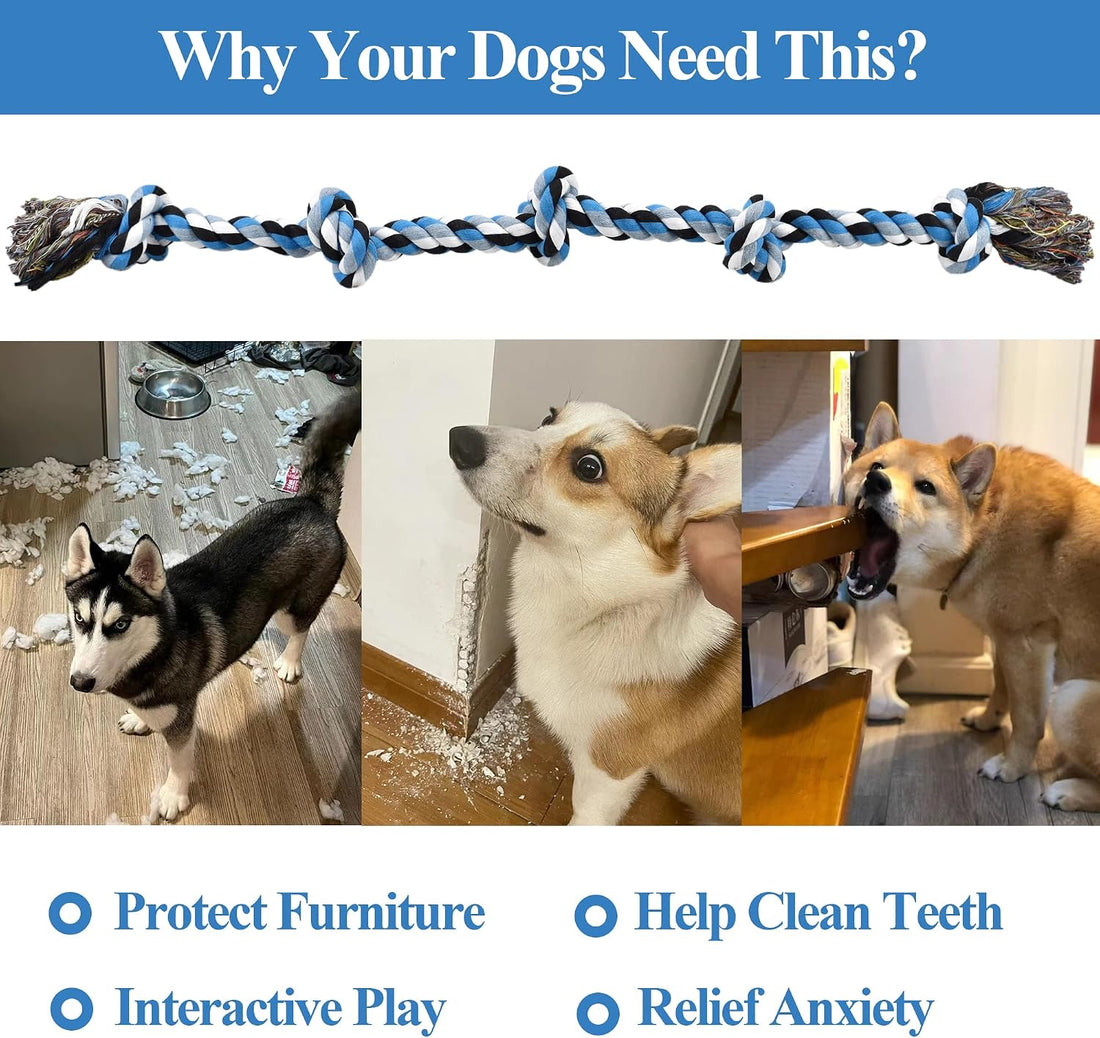 LECHONG Dog Toys for Aggressive Chewers Tough Rope Chew Toys