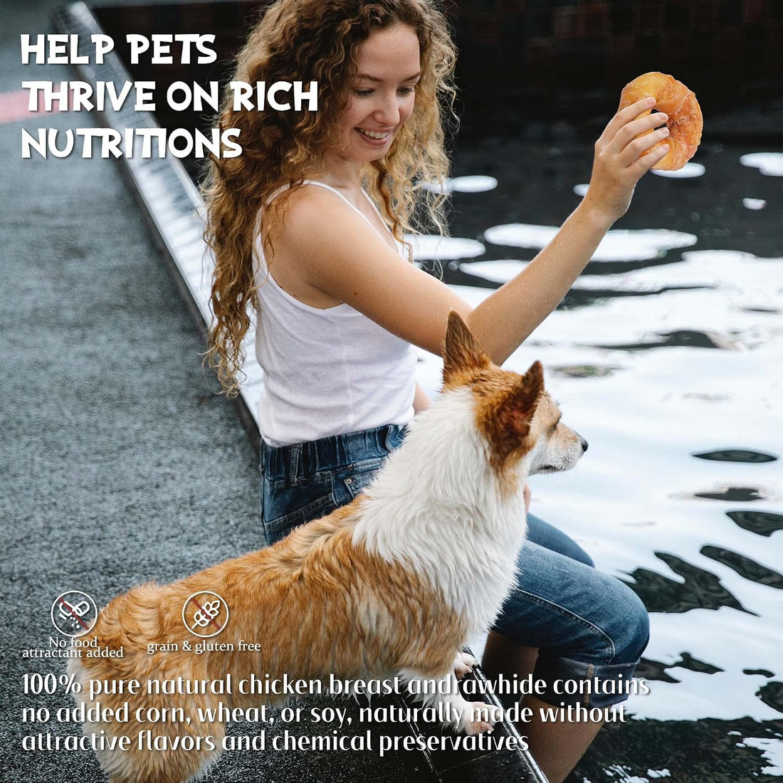 Dog Donut Treats, Chicken Wrapped Rawhide Donuts