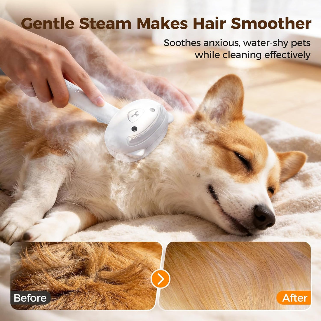 Self Cleaning Shedding Steam Cat Brush