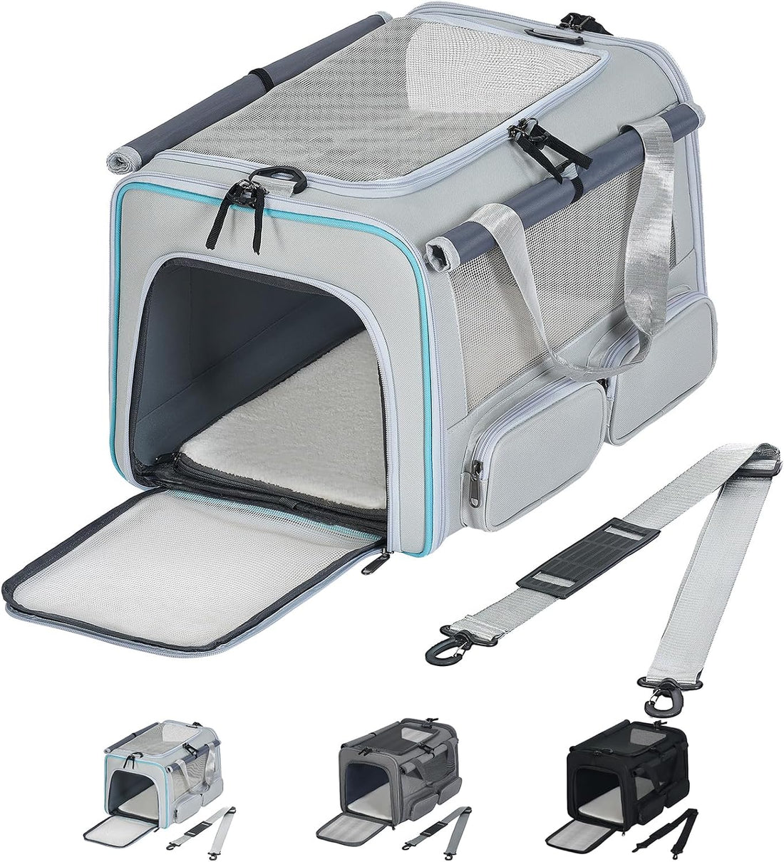 Extra-Large Cat Carrier, Soft-Sided Collapsible Pet Carrier up to 22