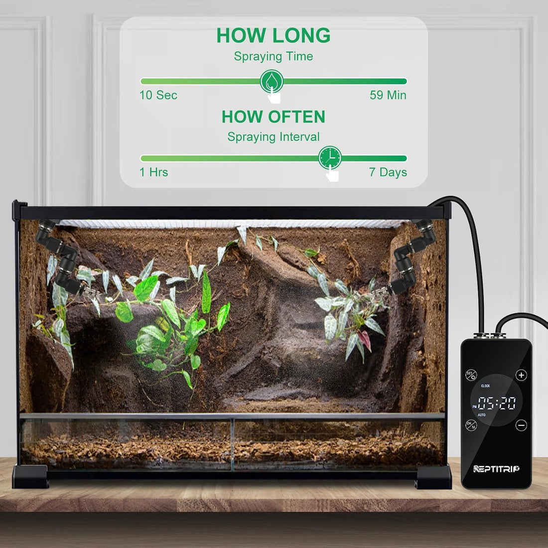 Reptile Mister With Smart Timer, Automatic Reptile Misting System