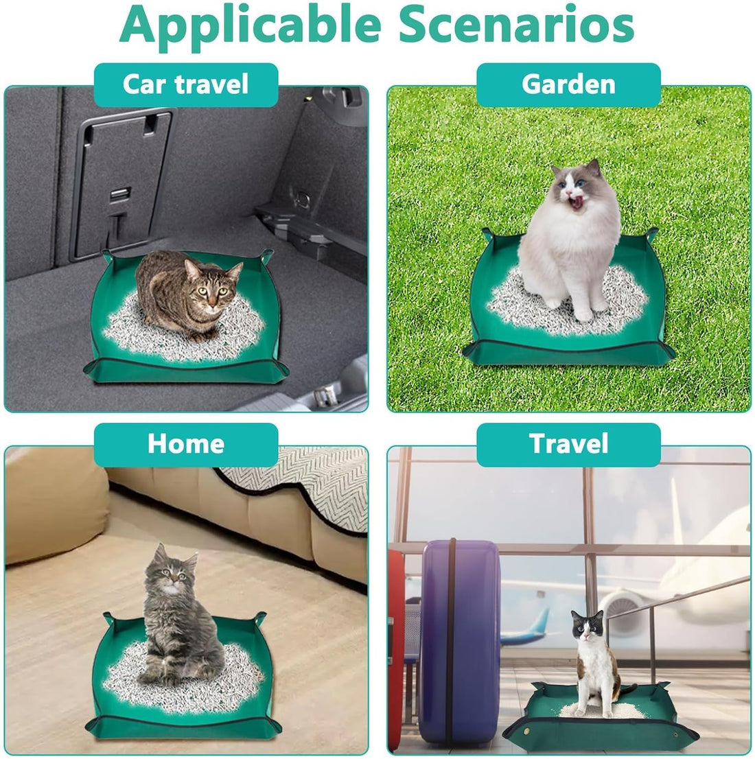 BNOSDM Foldable Travel Litter Box Set for Cat 5 PCS Portable Low Entry