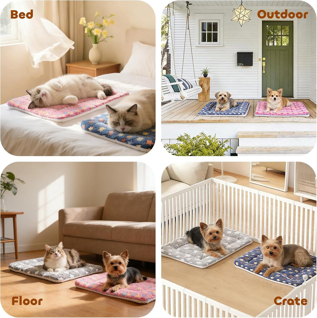 Mora Pets Dog Bed Crate Pad Ultra Soft Pet Bed with Cute Star Print