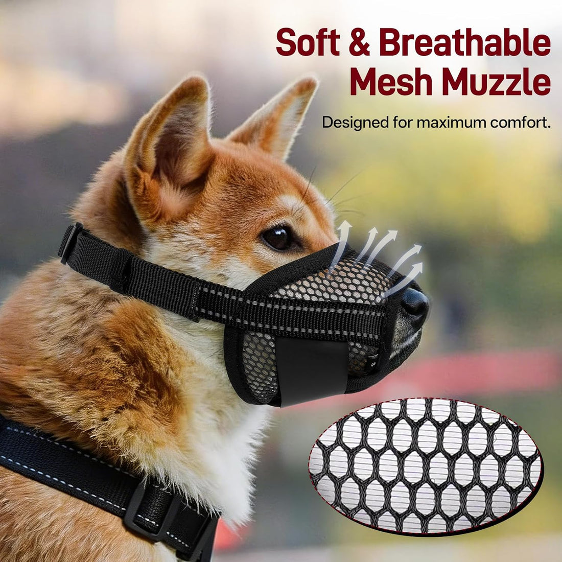 Pezluxe 2-Pack Dog Muzzle, Soft Air Mesh Muzzle Anti Biting Barking