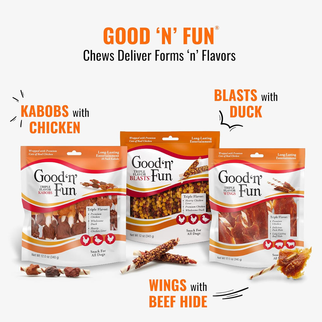 Good'N'Fun Triple Flavor Mini Rawhide Chews, 25-Count