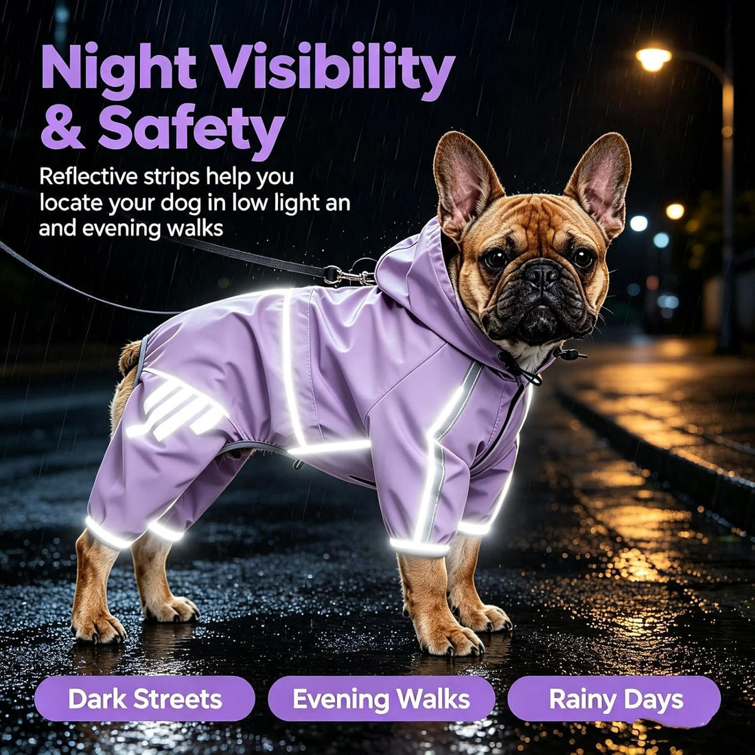 Dog Raincoat,Waterproof Dog Rain Jacket Reflective Full Body