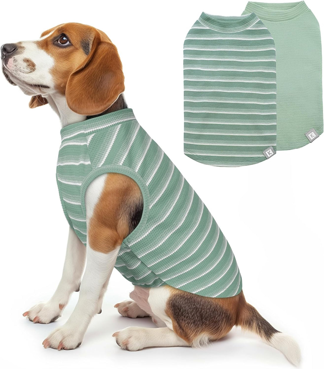 KYEESE 2Pack Waffle Dog Shirt for Small Medium Dogs Striped Dog
