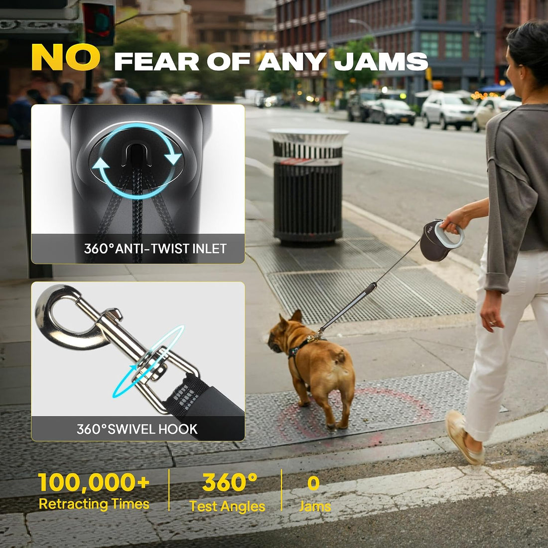 Fida Upgraded Retractable Dog Leash, 30ft, Heavy Duty