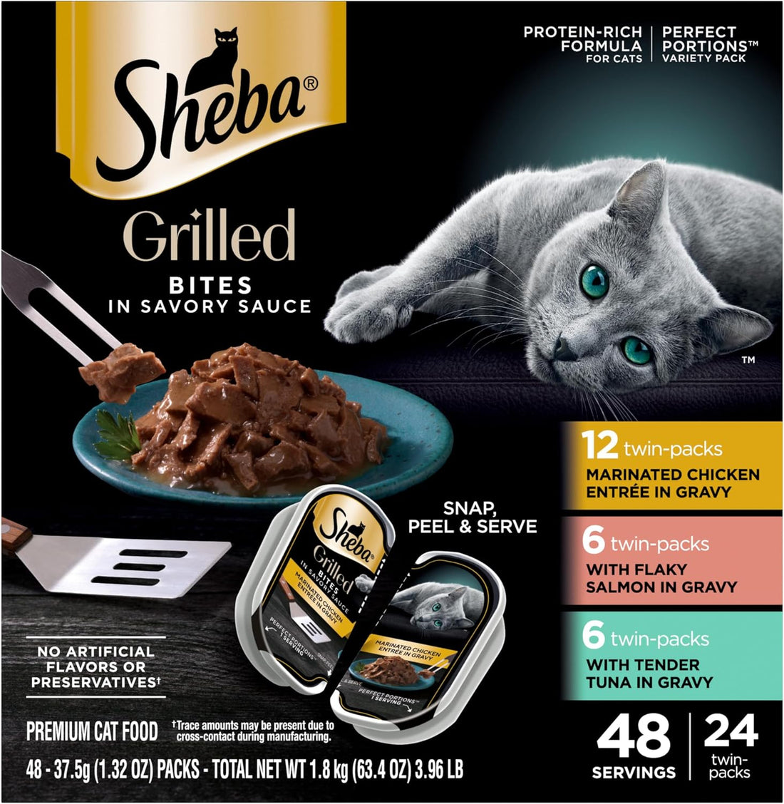 Sheba Perfect Portions Grilled Bites Wet Cat Food, Chicken, 2.6 oz
