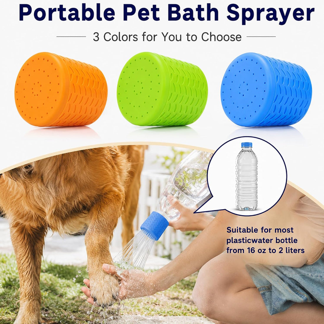 3 Pieces Portable Pet Silicone Shower Sprayer Attachment