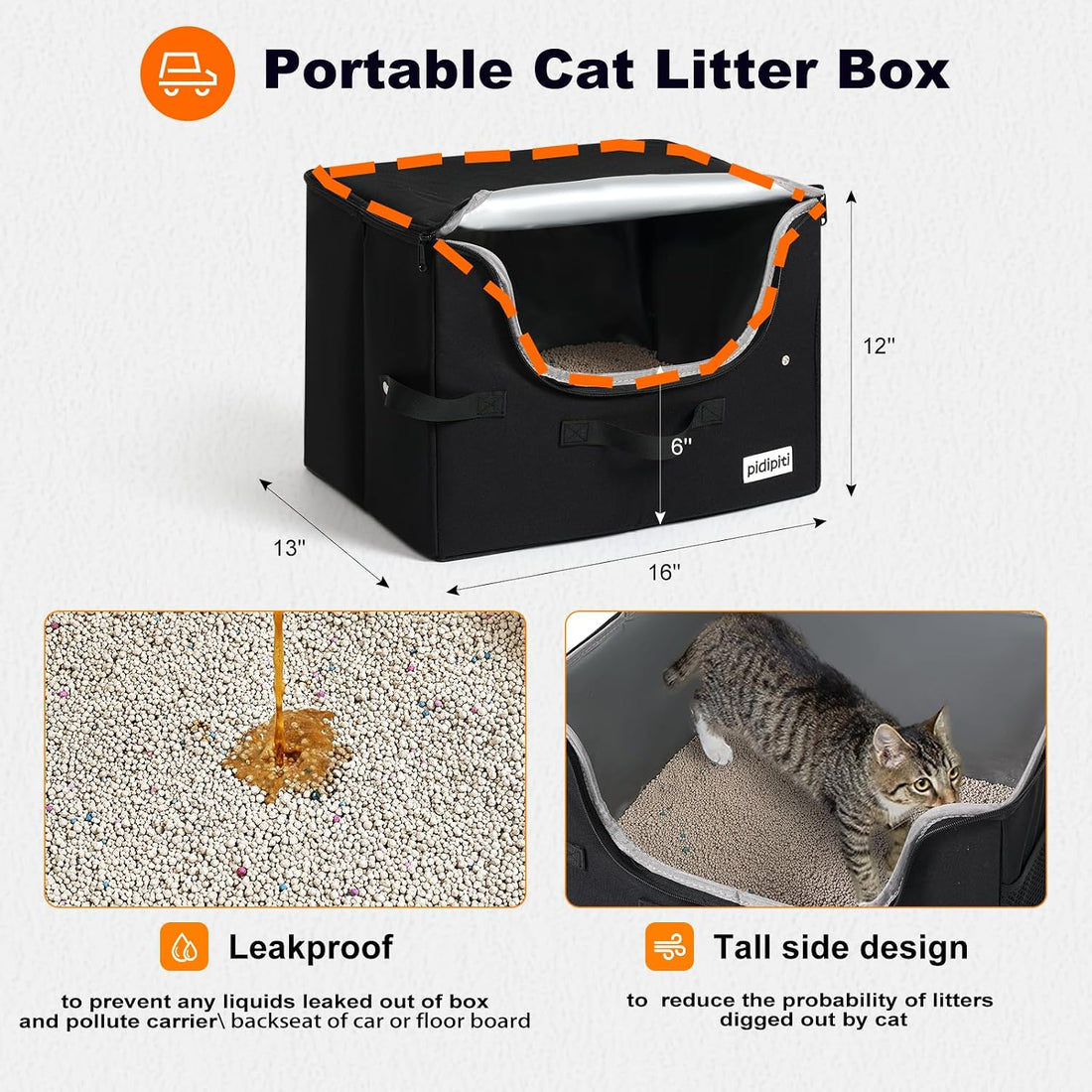 pidipiti 25x17x17 Extra Large Expandable car cat Carrier with