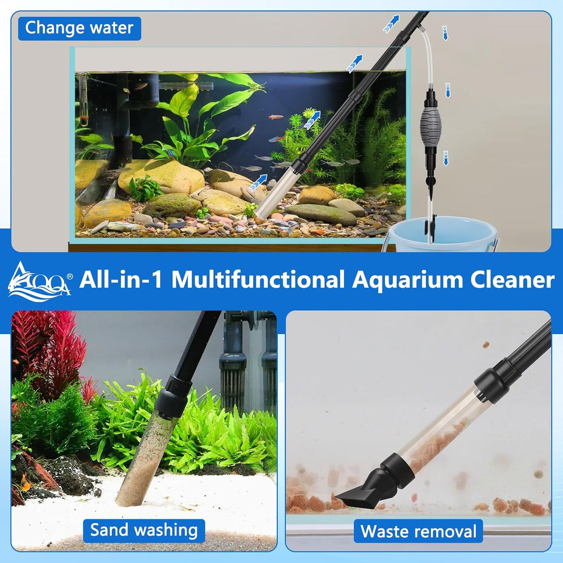 AQQA Gravel Vacuum for Aquarium Siphon