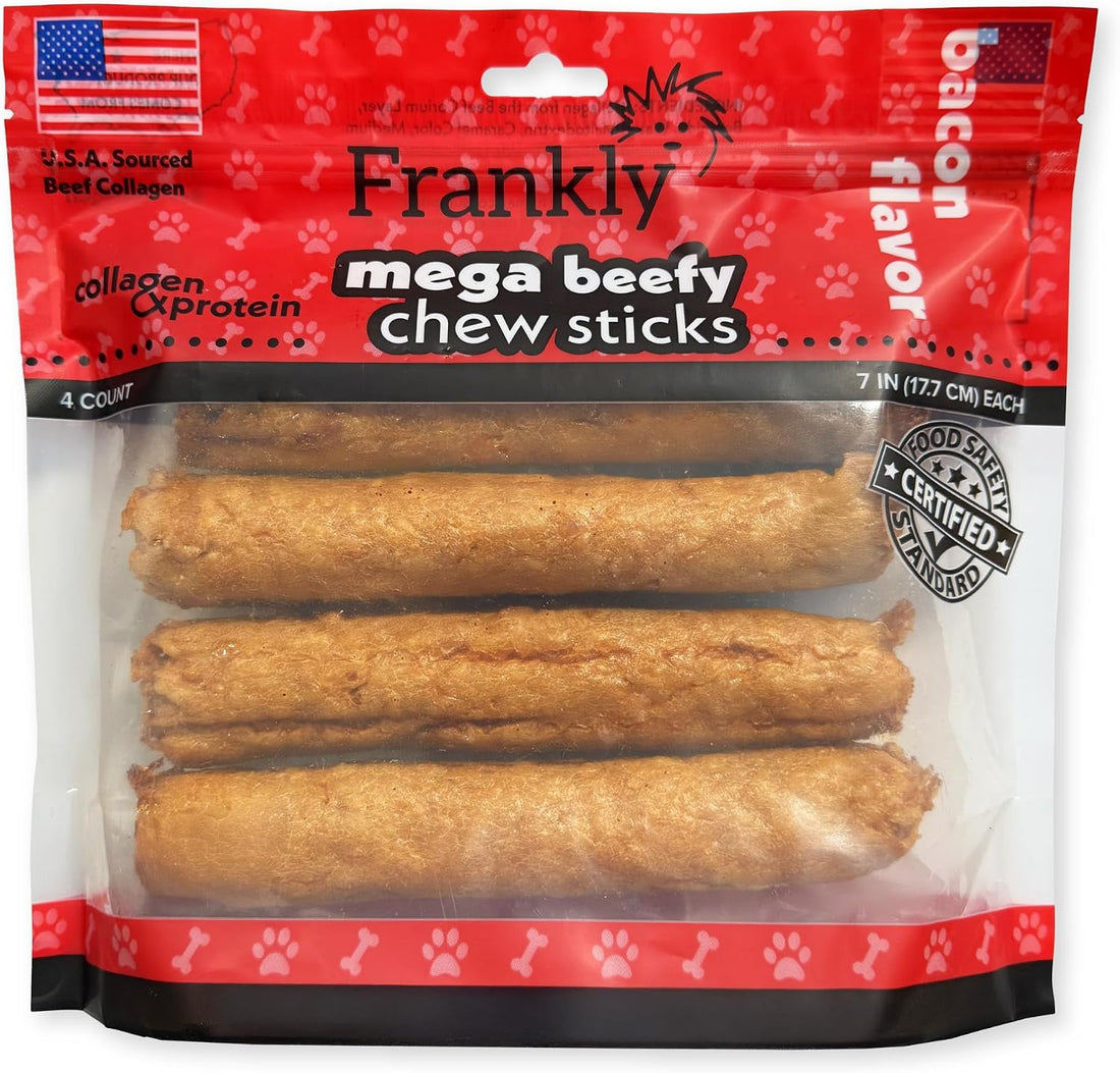 Frankly Pet Original Bacon Flavored Mega Beefy Chew Sticks for Dogs