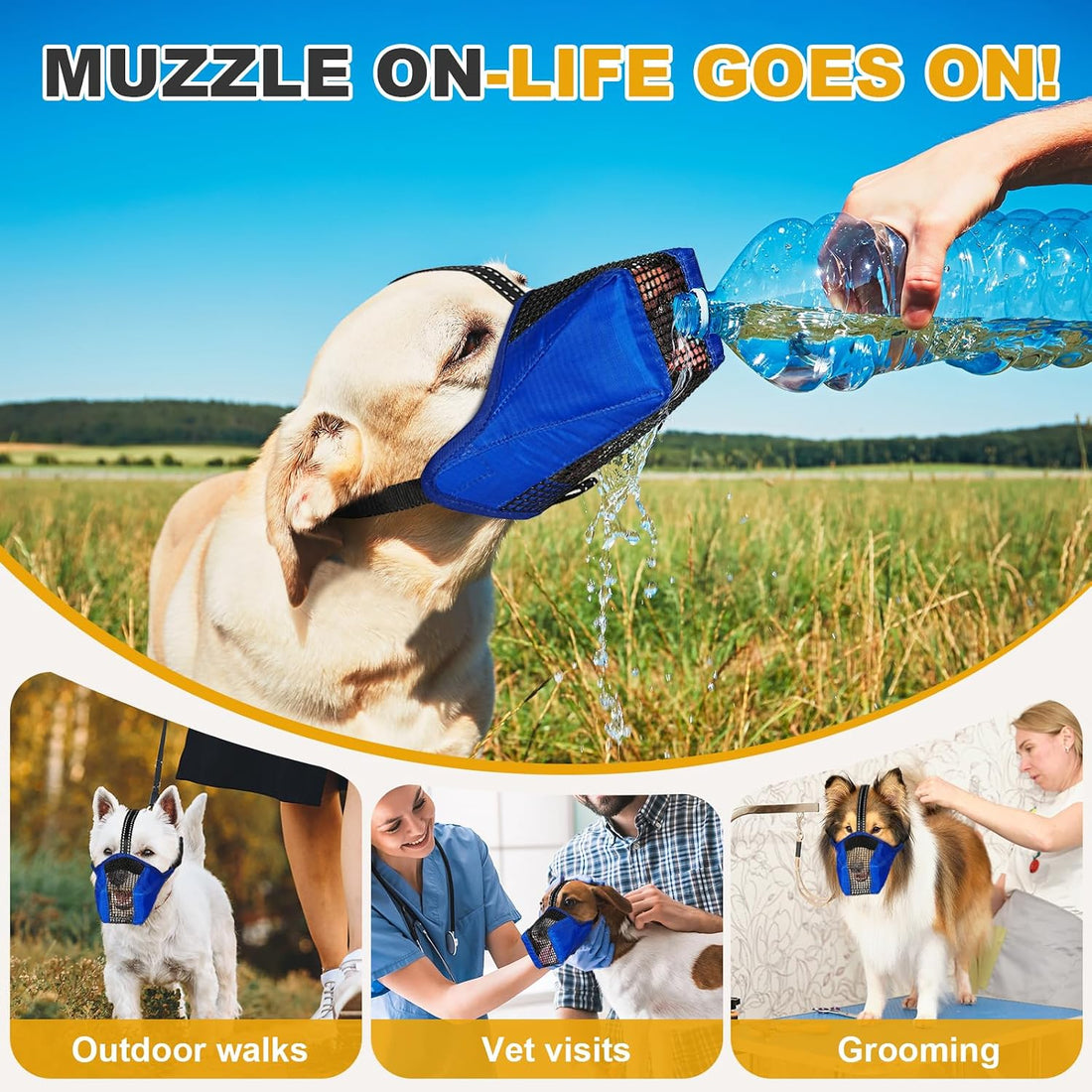 Dog Muzzle, Adjustable Soft Mesh Muzzle Anti-Biting, Chewing