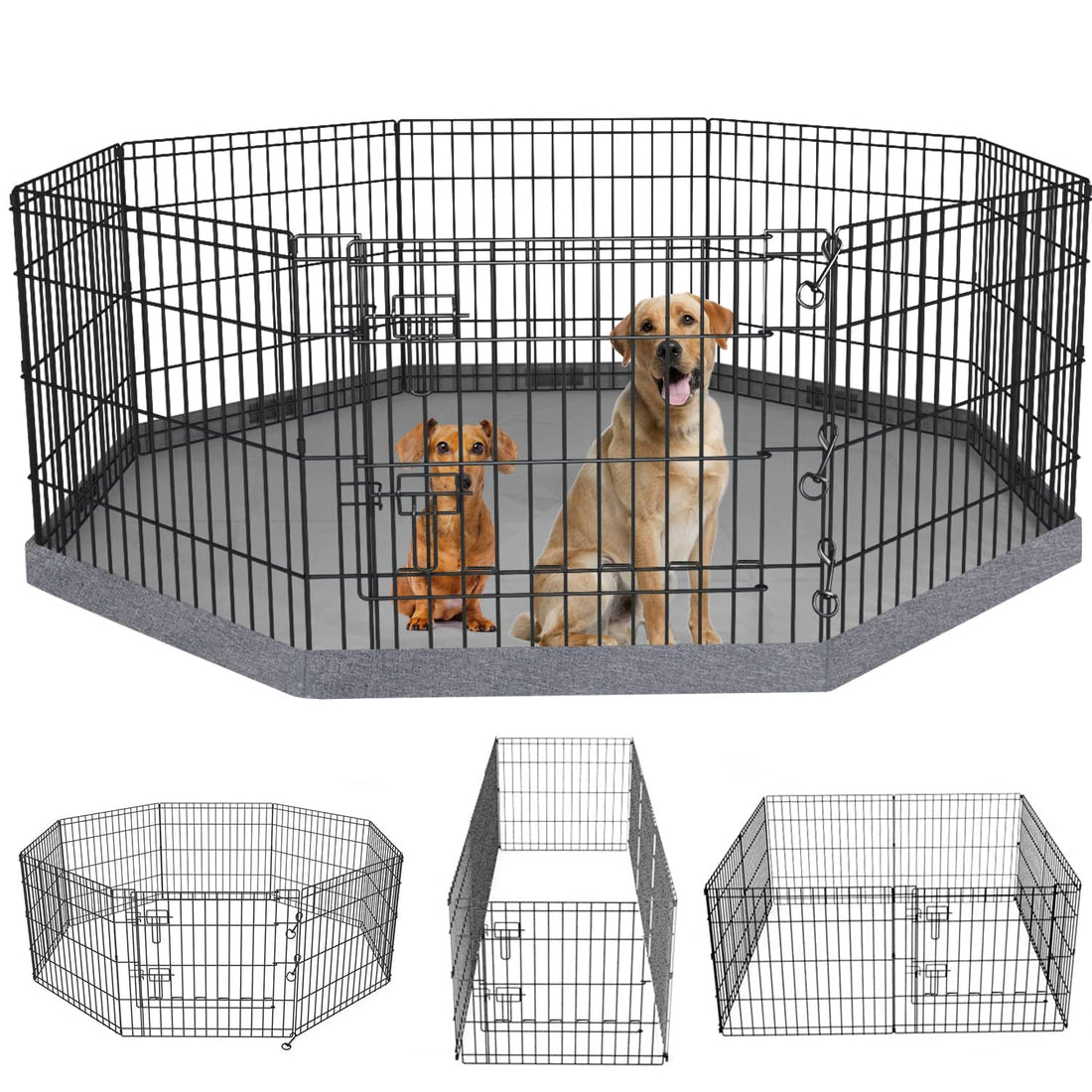 PETIME Foldable Metal Dog Exercise Pen/Pet Puppy Playpen Kennels Yard