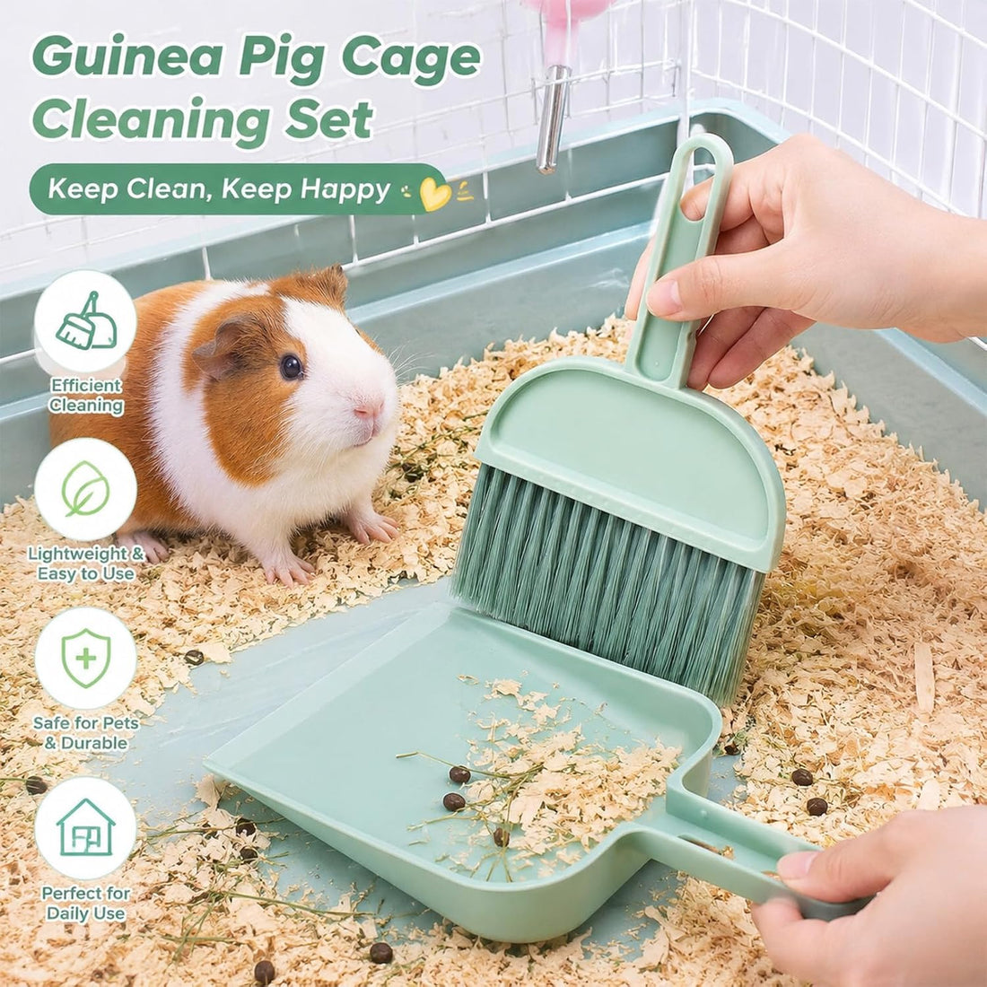 Cage Cleaner for Guinea Pigs Mint Green Mini Dustpan and Brush Set