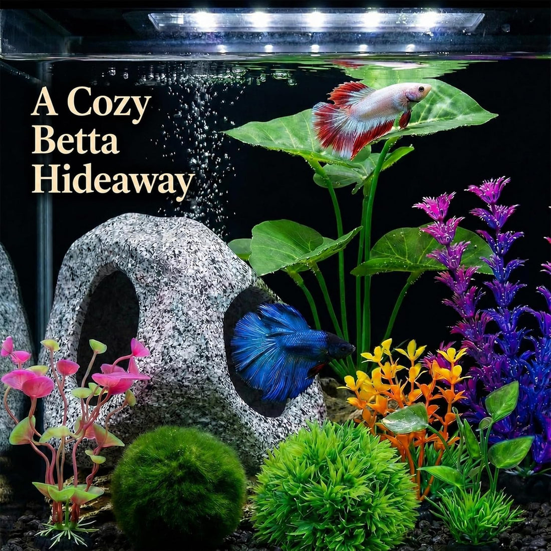 9 PCS Fish Tank Decorations Aquarium Plants Rock Cave Small Aquarium