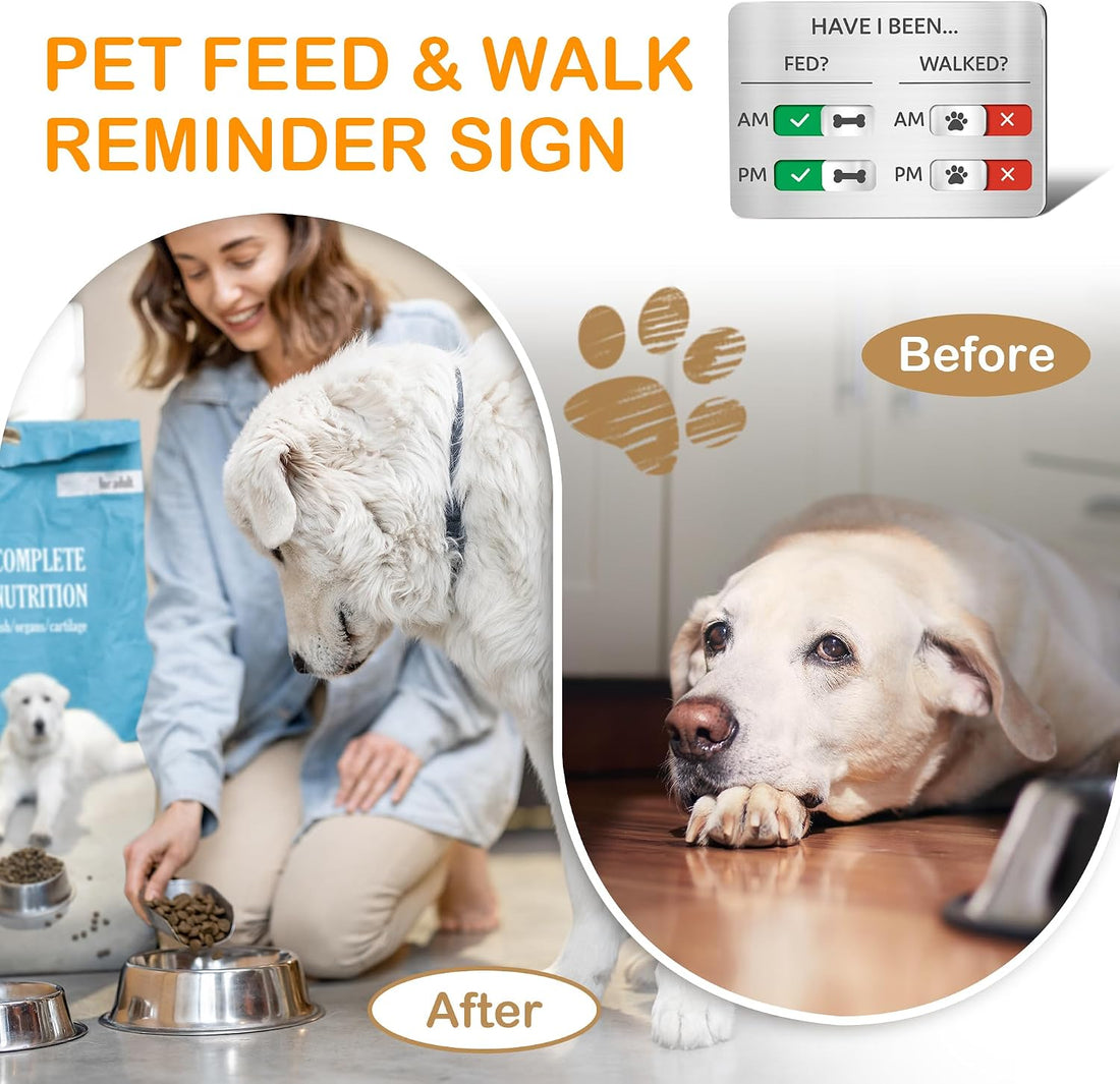 EliteSign Dog Feeding Reminder Sign, Pet Feeding Tracker with Magnet