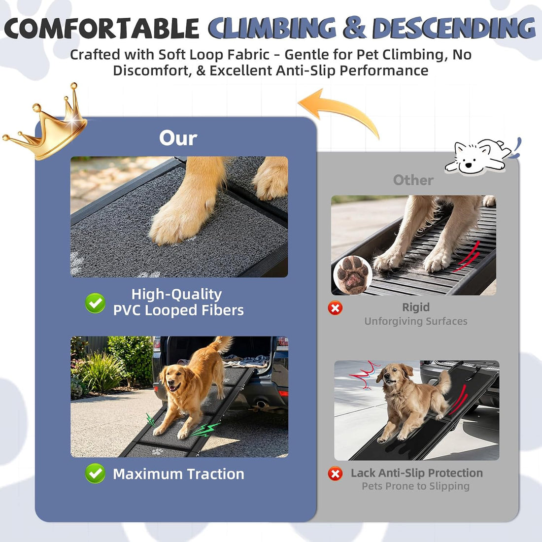 Dog Ramp for Car 63" Long & 17" Wide Portable Ramps for Large Dogs