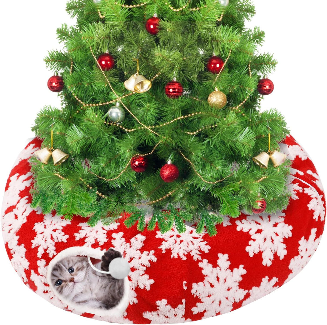 Cat Tunnel Christmas Tree Skirt for 5-7.5ft Trees