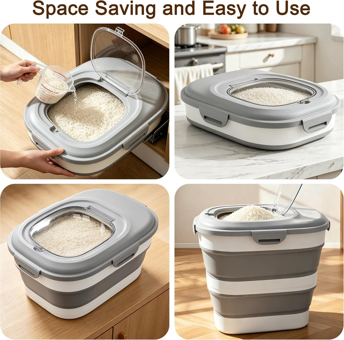 Rice Storage Container, 20 to 50Lbs Collapsible Airtight Rice