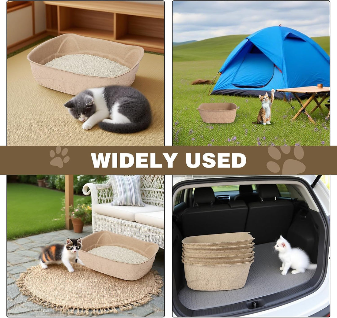 UBozeuiv Disposable Cat Litter Boxes 6-Pack, Compact Cat Ear Design