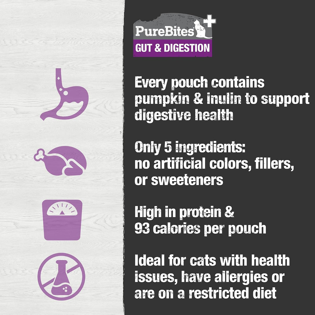 PureBites +Gut & Digestion Squeezable for Cats, 2.5 oz, Case of 15