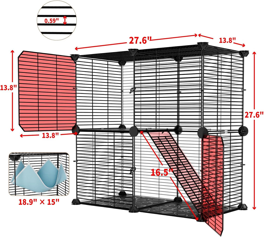 STILLCOVE Small Cat Cage Indoor, with Hammock & Non-Slip Pads