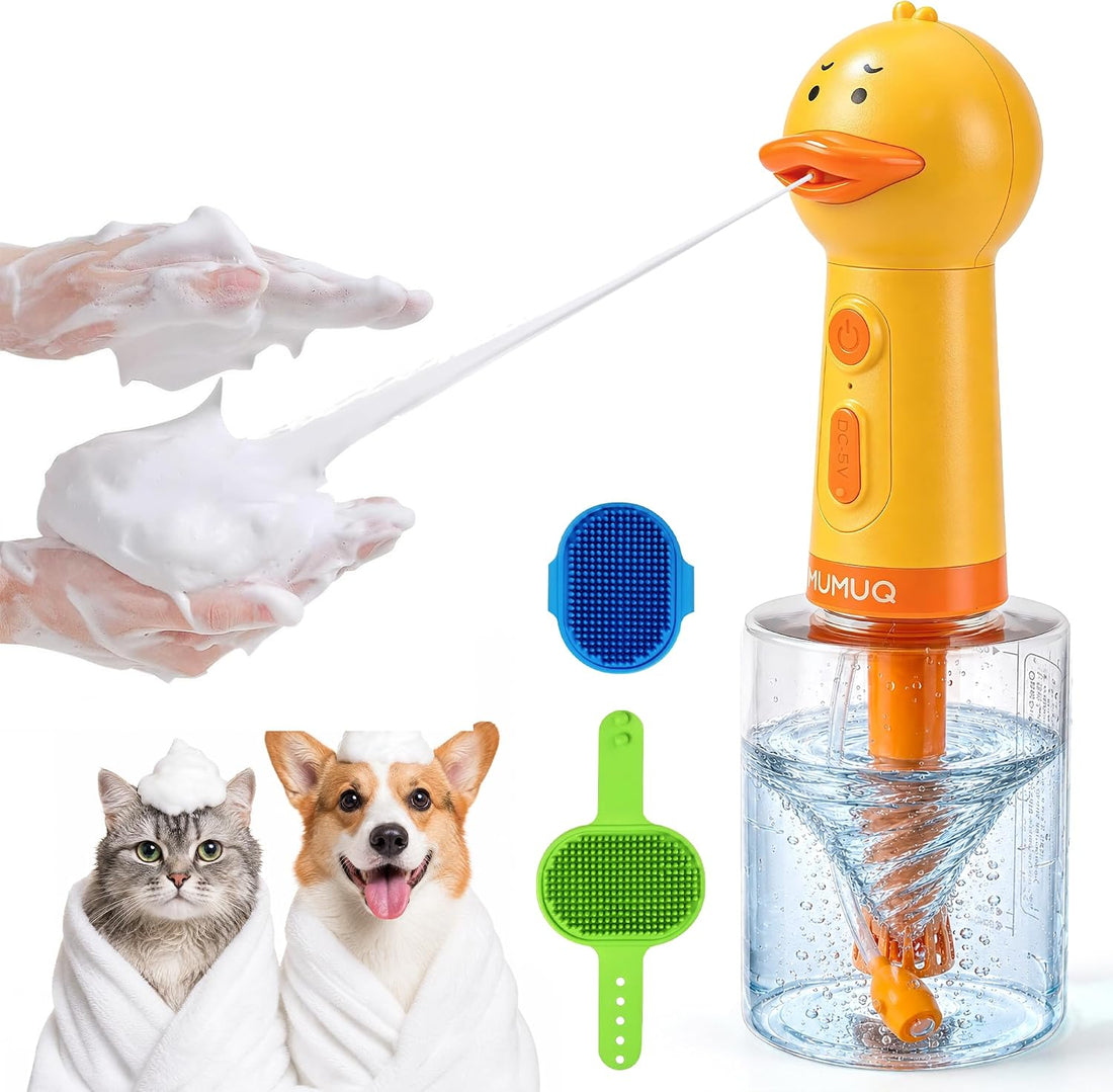 Electric Dog Shampoo Dispenser, IPX7 Waterproof, 400ml Bear Design