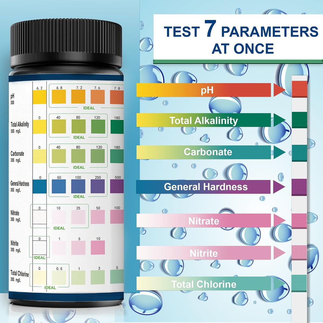 Aquarium Test Strips,7-Way Freshwater Saltwater Fish Tank Pond Test
