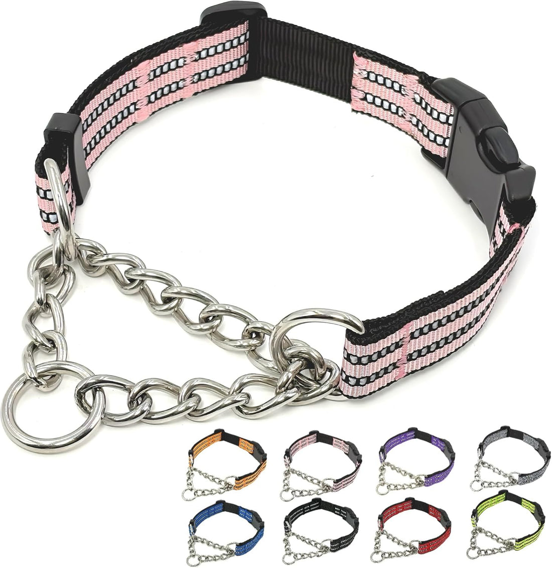 Chain Martingale Dog Collar, No Pull Reflective Training Collar