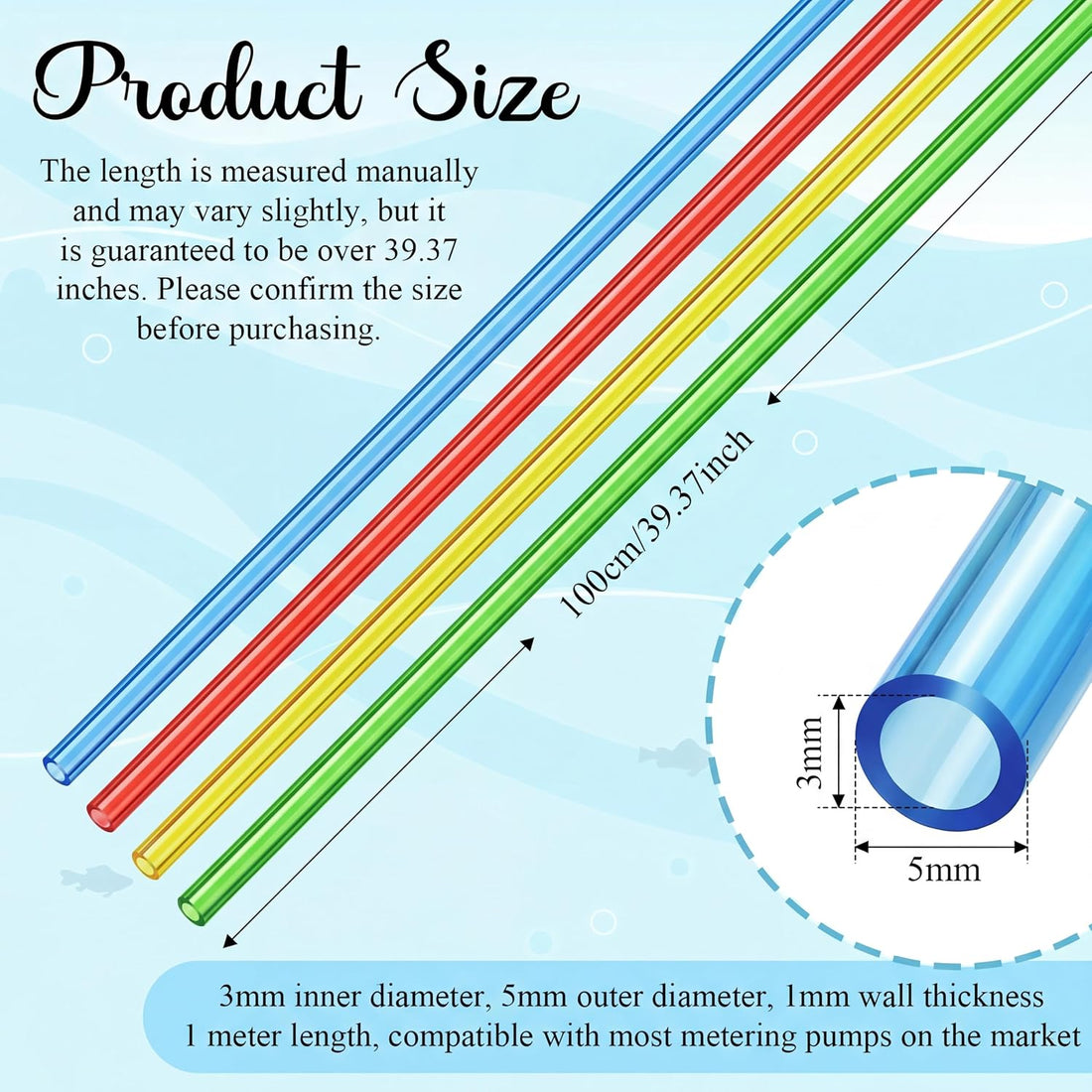 Nuanchu 4 Pcs Aquarium Tubing Kit for Saltwater Dosing Pump