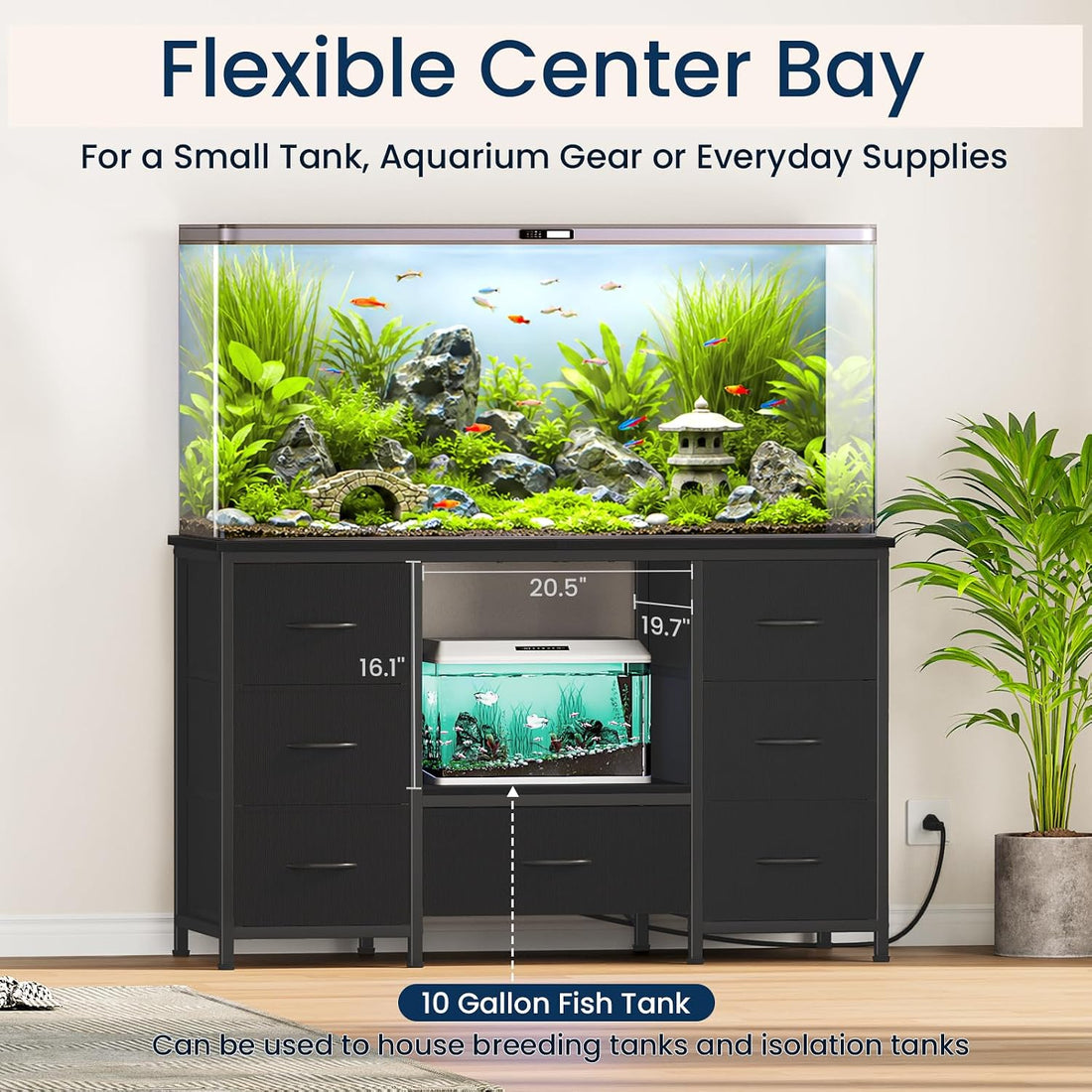 Snughome 55-75 Gallon Aquarium Stand with Power Outlet