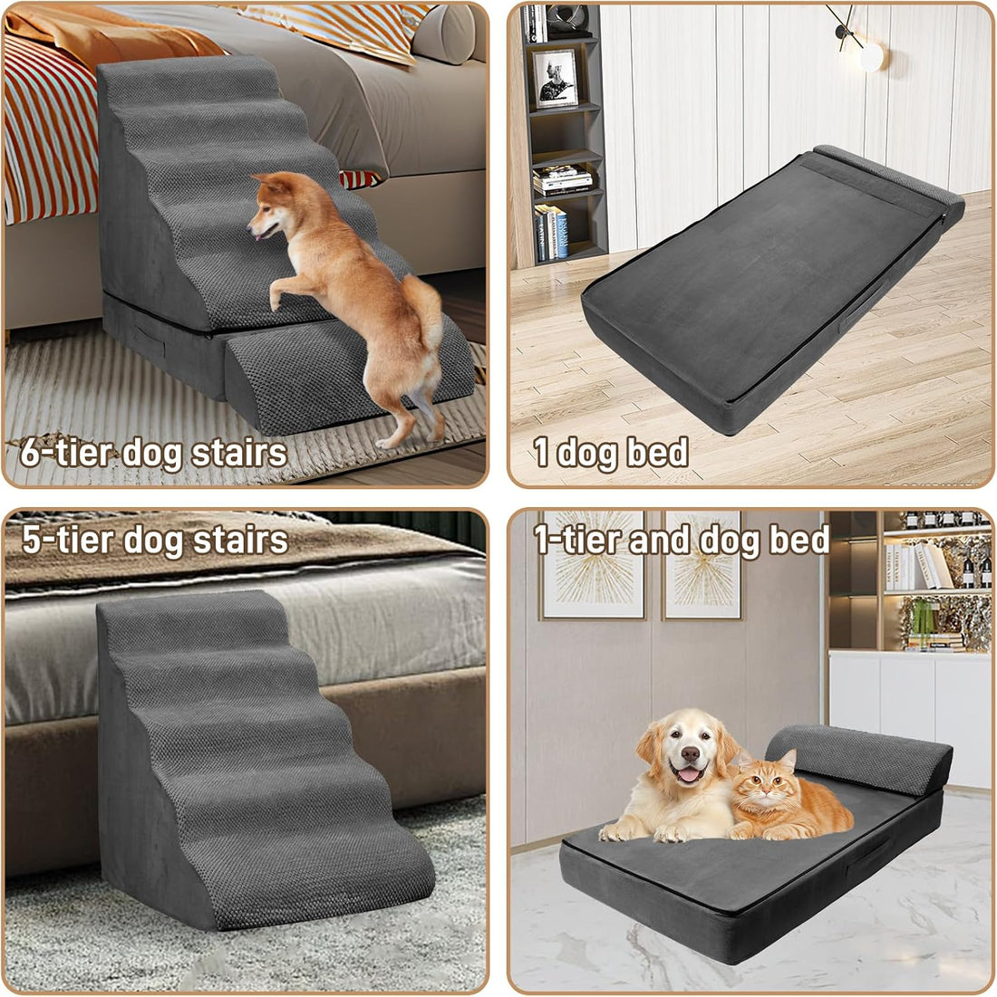 Dog Stairs for High Beds 30-36" H 6-Step Pet Stairs for Large Dogs