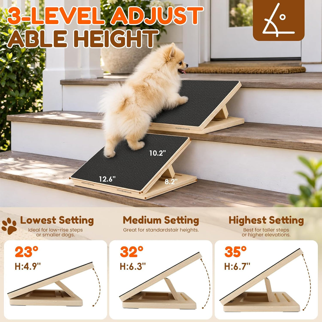 Dog Ramp for Stairs, 4 Pack Adjustable Pet Ramp for Small Dogs