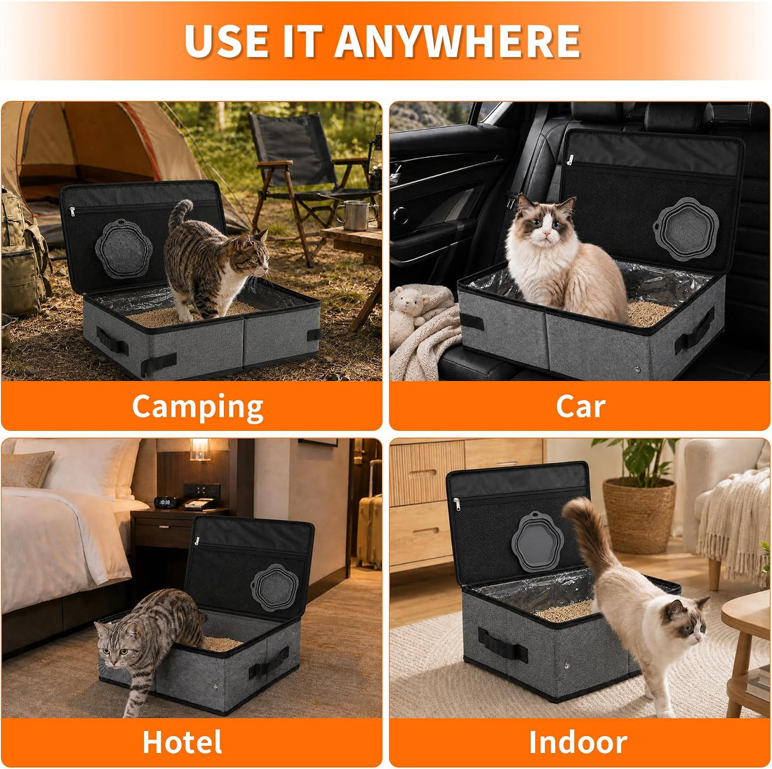 Aokeyee Portable Travel Litter Box for Cats
