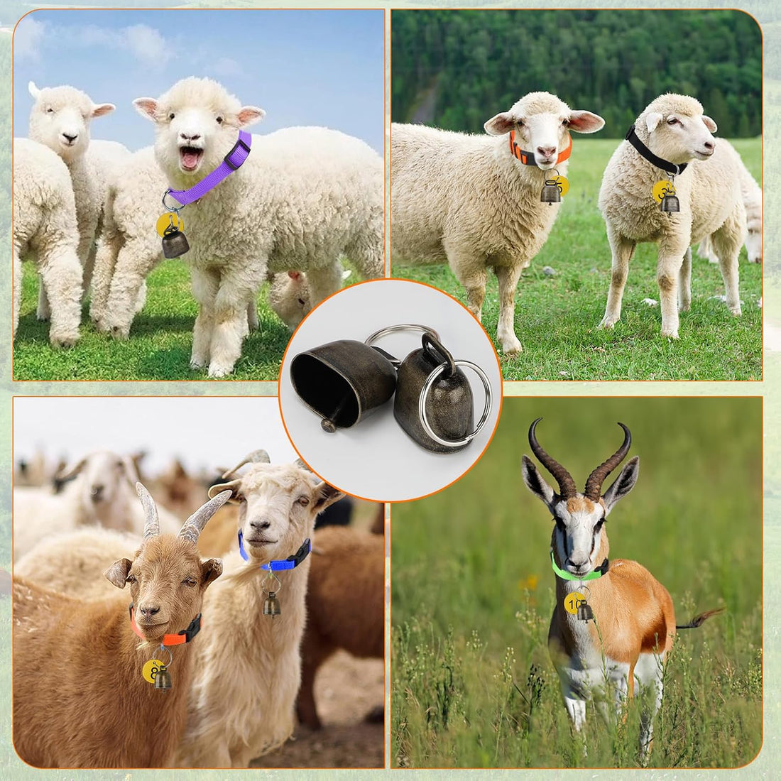 12 Pack Goat Collars with Bells and Number Tags, Adjustable Nylon