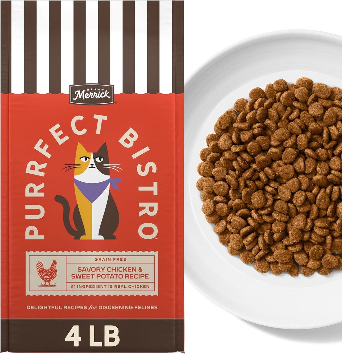 Merrick Purrfect Bistro Natural Dry Cat Food for Adult Cats, 4 lb. Bag