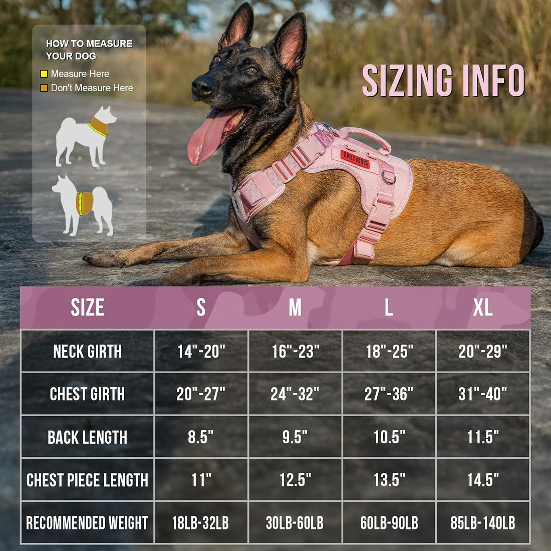 OneTigris No Pull Tactical Dog Harness for Medium Large Dogs