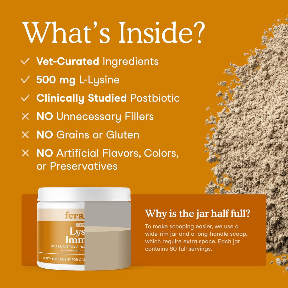 Fera Pets Lysine for Cats - Immune Support Powder Food Topper