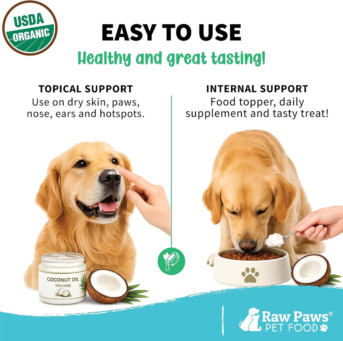 Raw Paws Virgin Organic Coconut Oil for Dogs & Cats, 4-oz