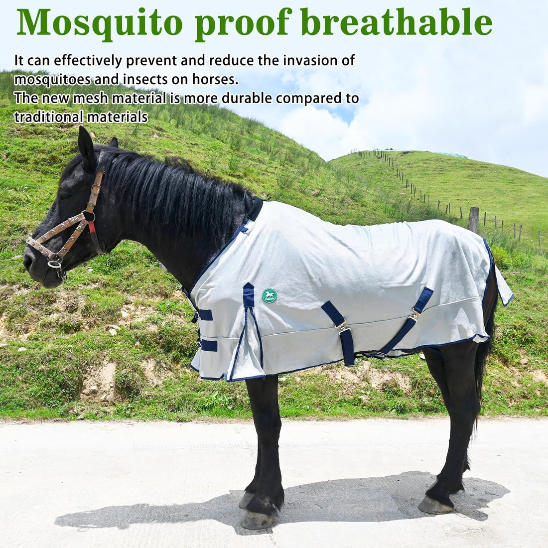 Horse Fly Sheet-Soft Mesh Summer Protection-Grey-66inch