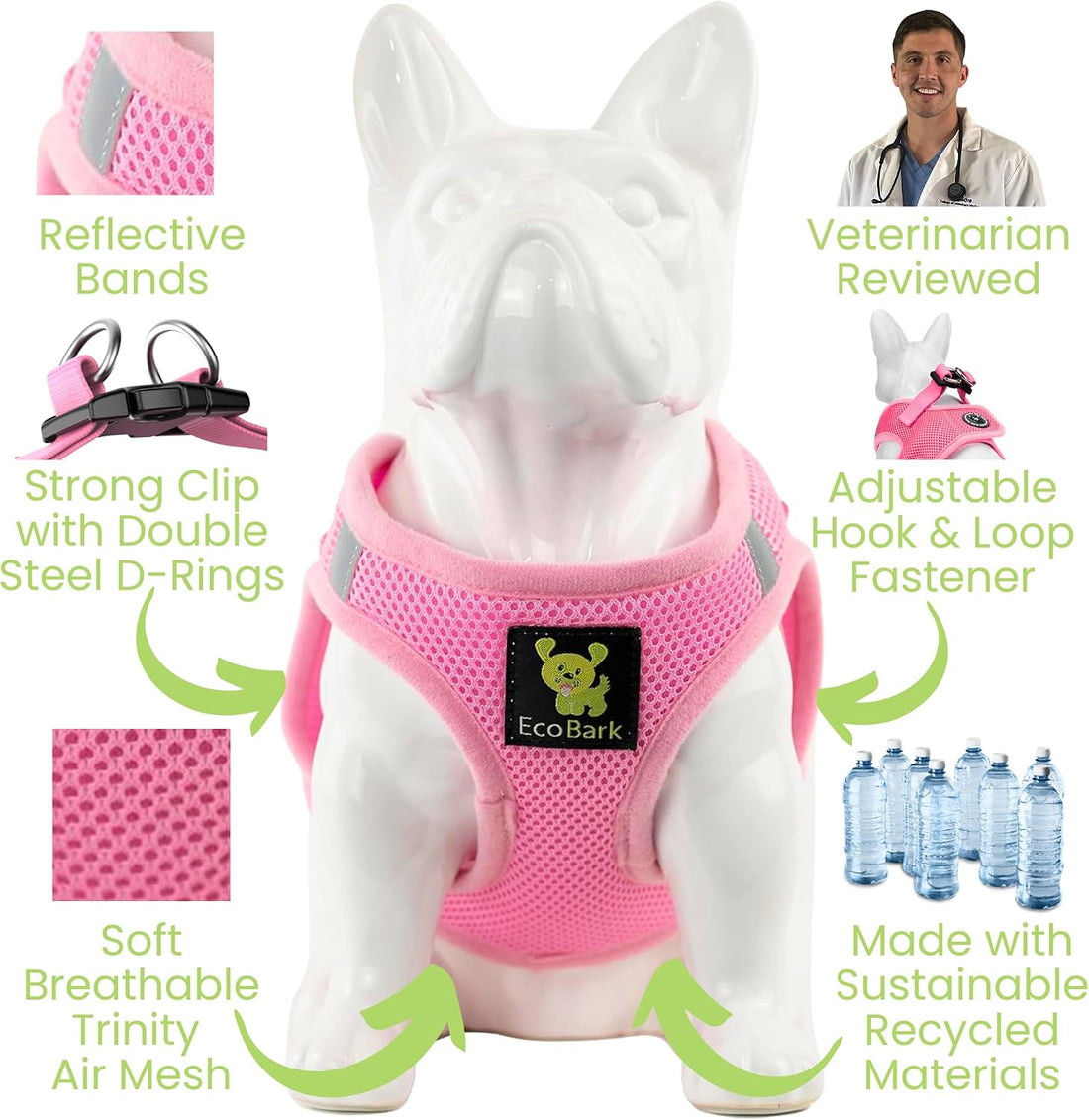 EcoBark XXS Dog Harness, Soft Step in Teacup Puppy Mesh Vest