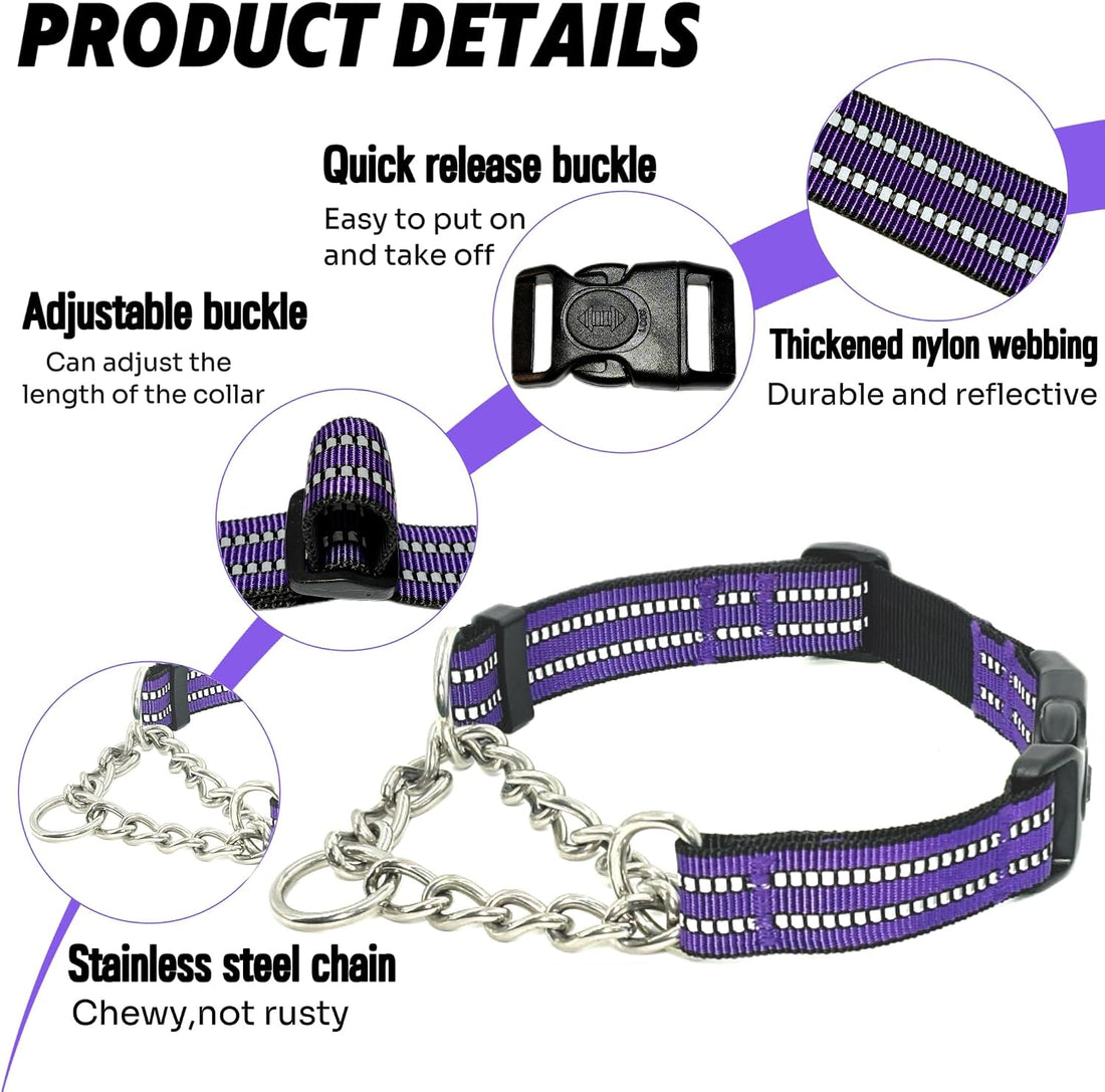 Chain Martingale Dog Collar, No Pull Reflective Training Collar