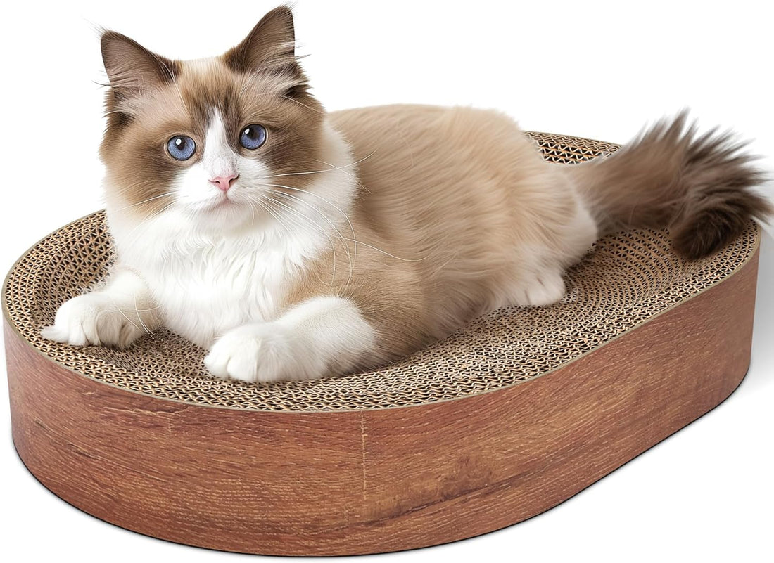 ComSaf Cat Scratcher Bed, Oval Cardboard Scratching Board for Indoor