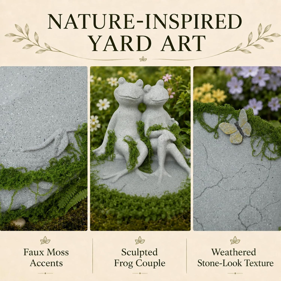 Frog Couple Bird Bath for Outdoors, Small Resin Ground Birdbath Bowl