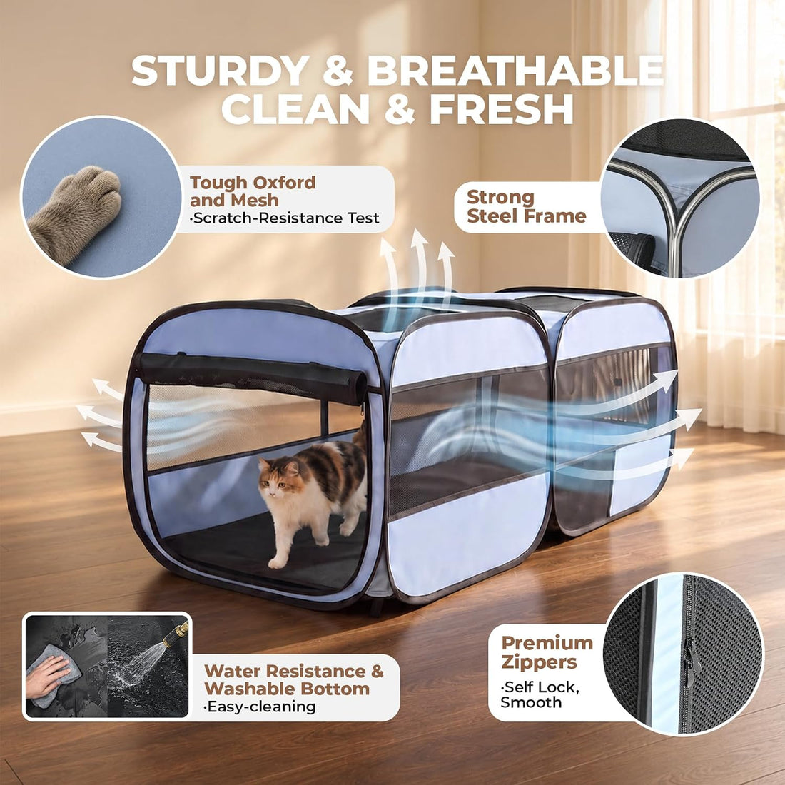 2-in-1 Dog Playpen, 58''Pop Up Cat Puppy Pet Playpen Indoor/Outdoor