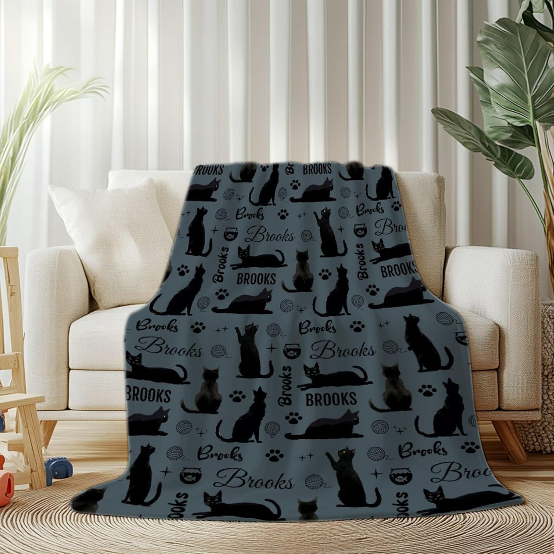 Custom Black Cat Blanket,Personalized Blankets,Custom Blanket