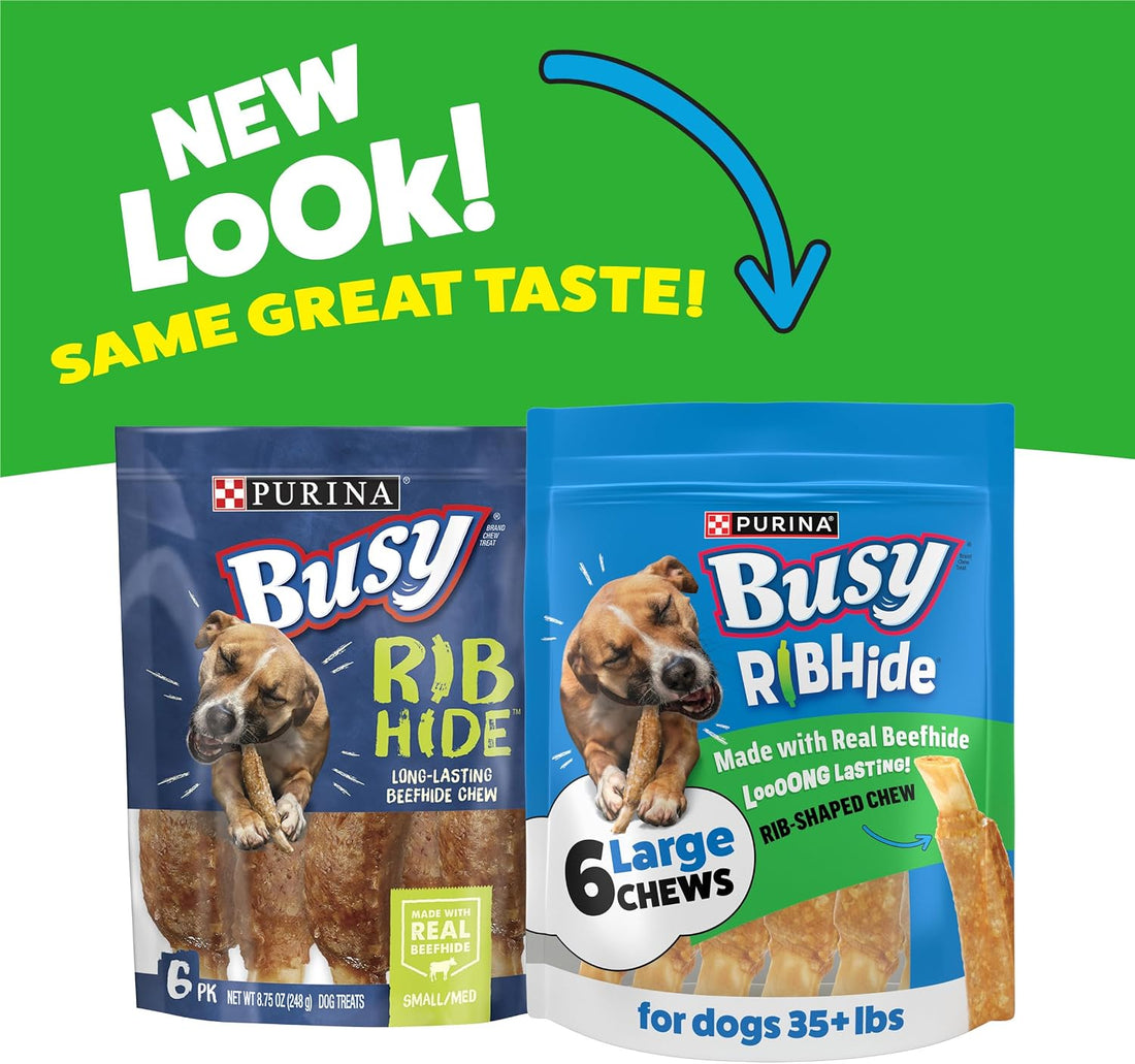 Purina Busy Small/Medium Breed Dog Rawhide Treat, Rib Hide