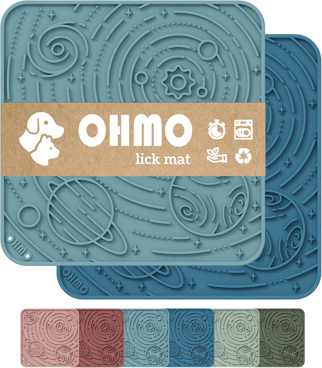 OHMO Lick Mat for Dogs&Cats, Space Pattern, Small, 2pcs